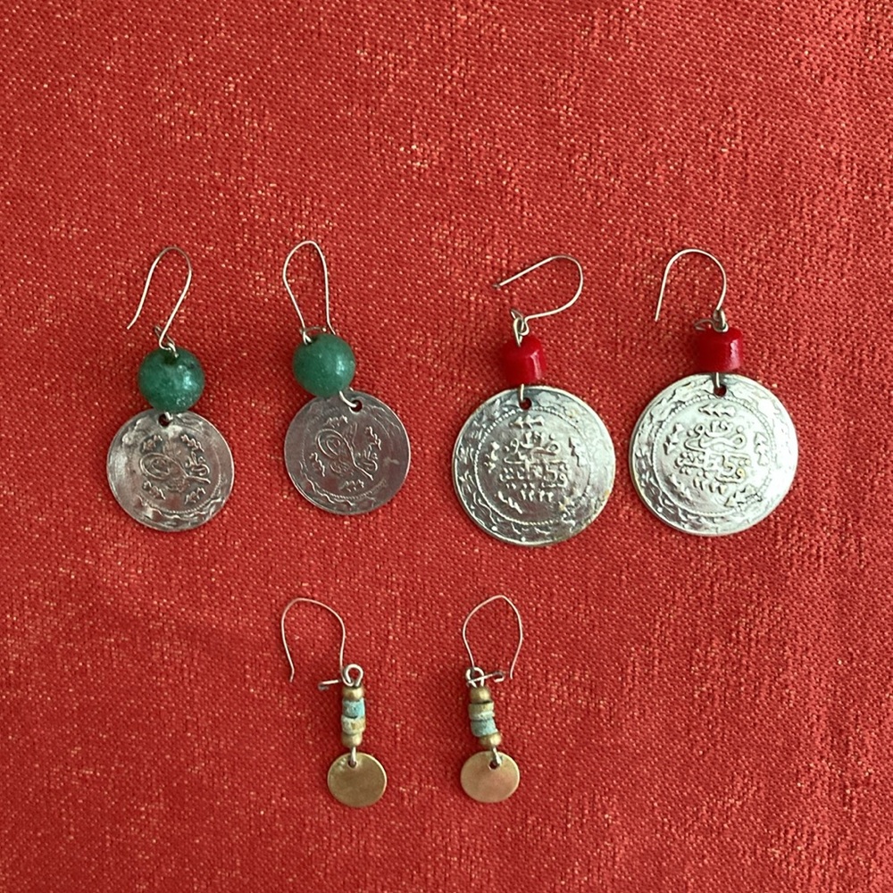 VTG bohemian earrings with beads - 3 pairs